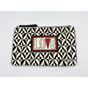Brighton Love Canvas Makeup Bag Geometric Black White Heart Travel Pouch‎